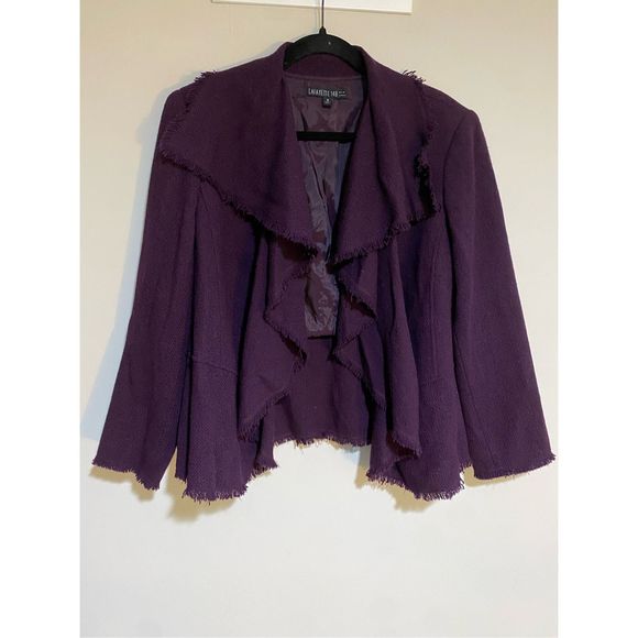 Lafayette 148 New York Fringe Purple Virgin Wool Blazer Jacket, Sz 16, MP $598 - Picture 1 of 12
